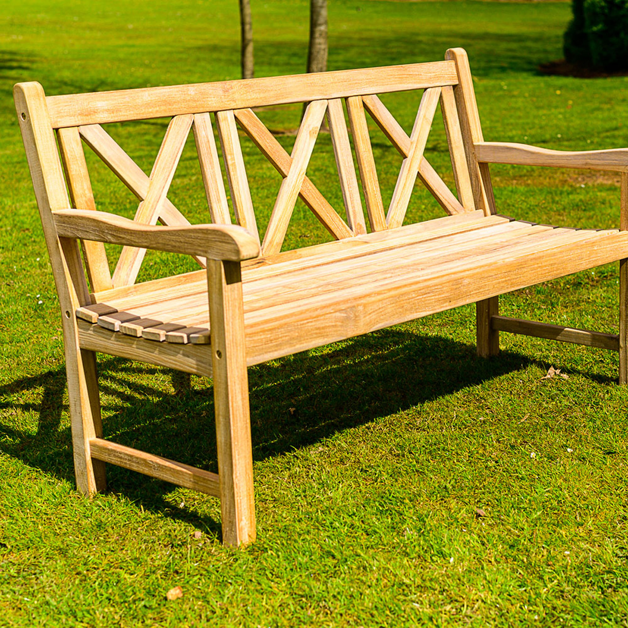 Product photograph of Three Seater Solid Teak Madras Garden Bench from Cotswold Teak