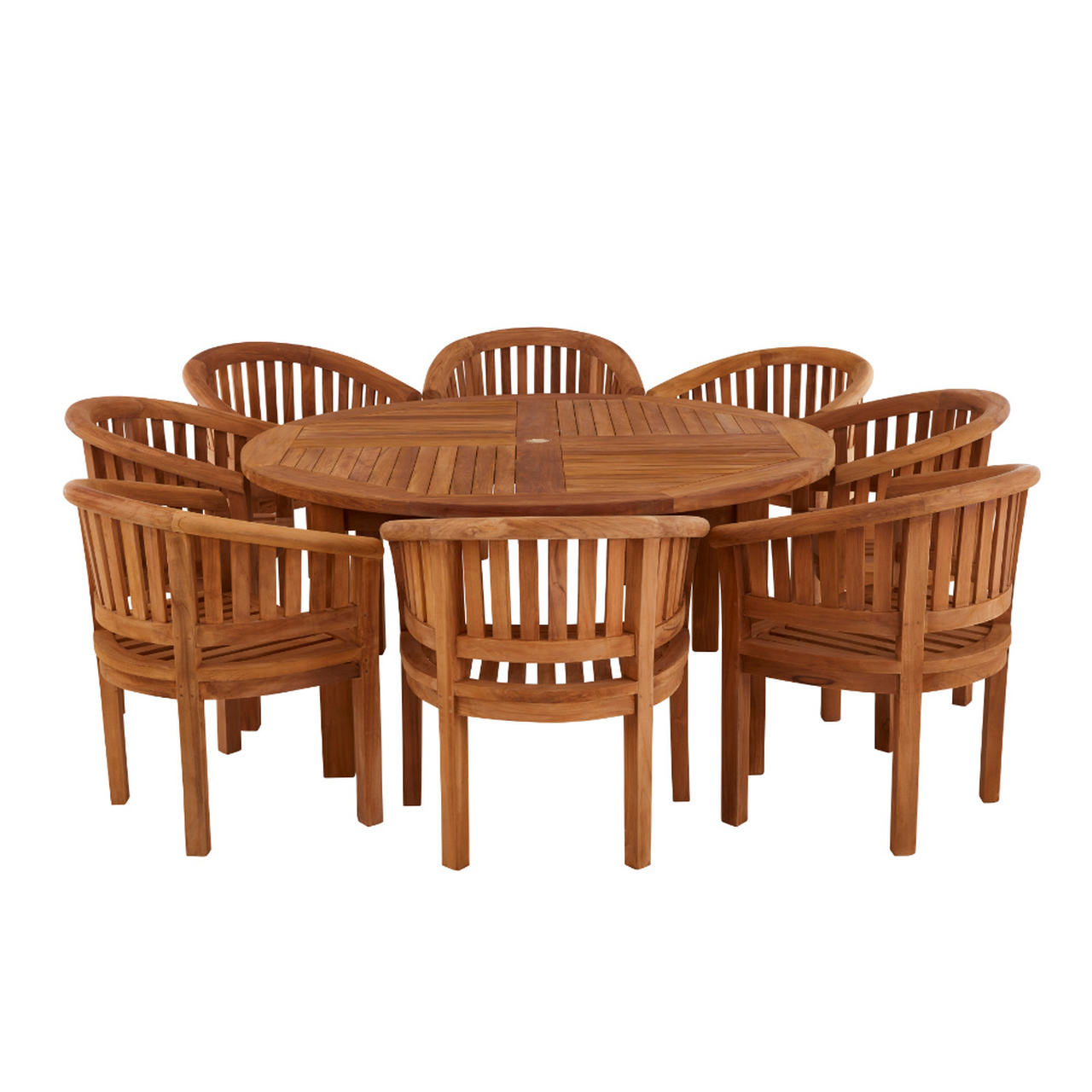 Product photograph of Churn 8 Seater Teak Table 160cm With Crummock Carver Chairs from Cotswold Teak