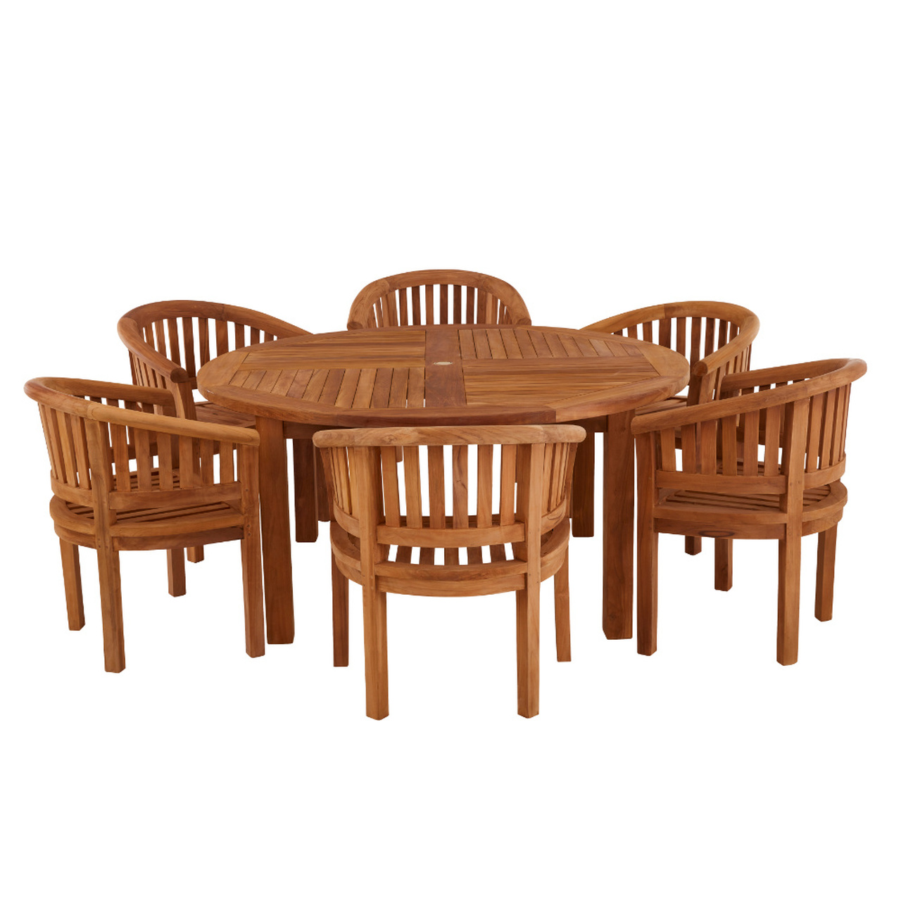 Product photograph of Churn 6 Seater Teak Table 160cm With Crummock Carver Chairs from Cotswold Teak