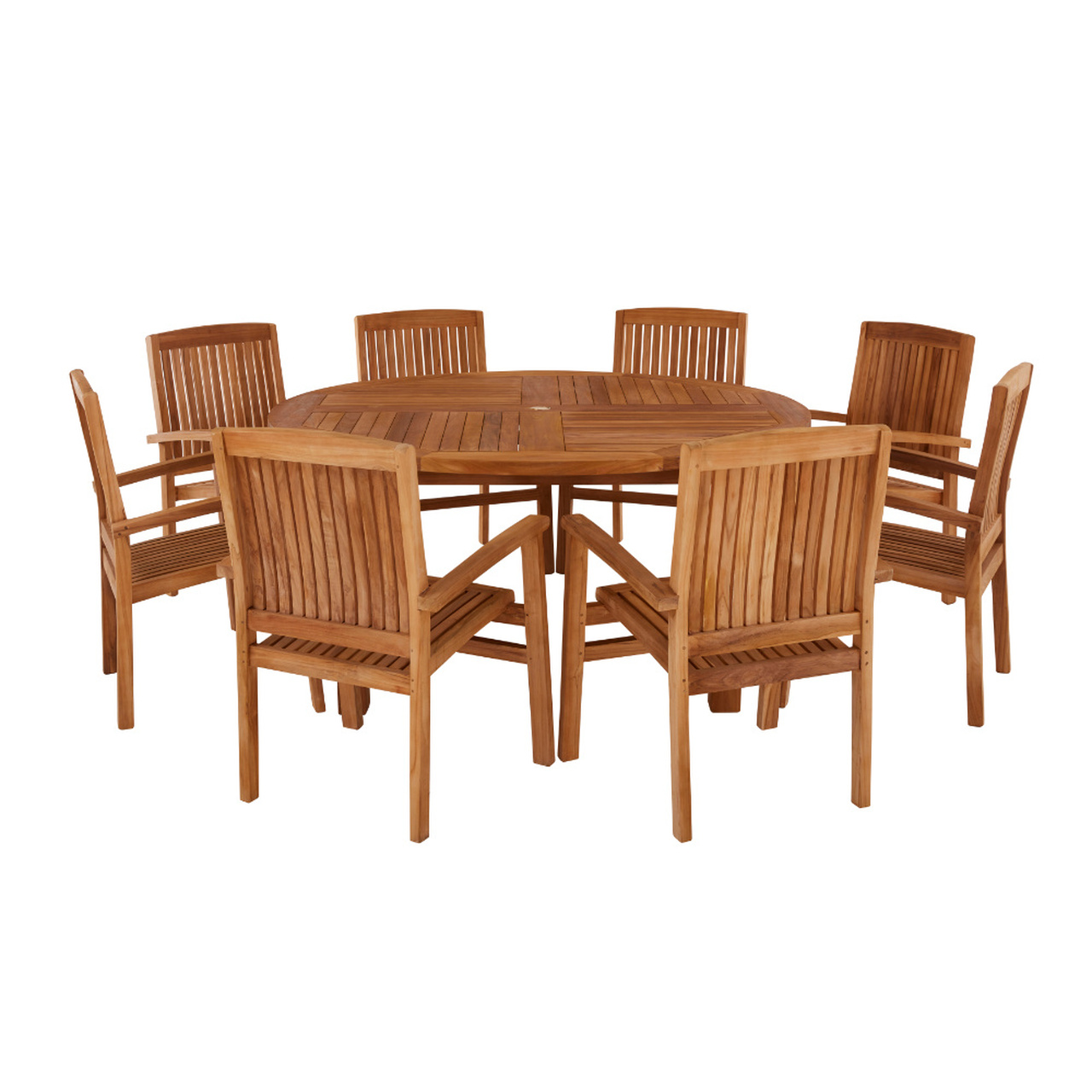 Product photograph of Churn 8 Seater Teak Table 160cm With Henley Stacking Chairs from Cotswold Teak