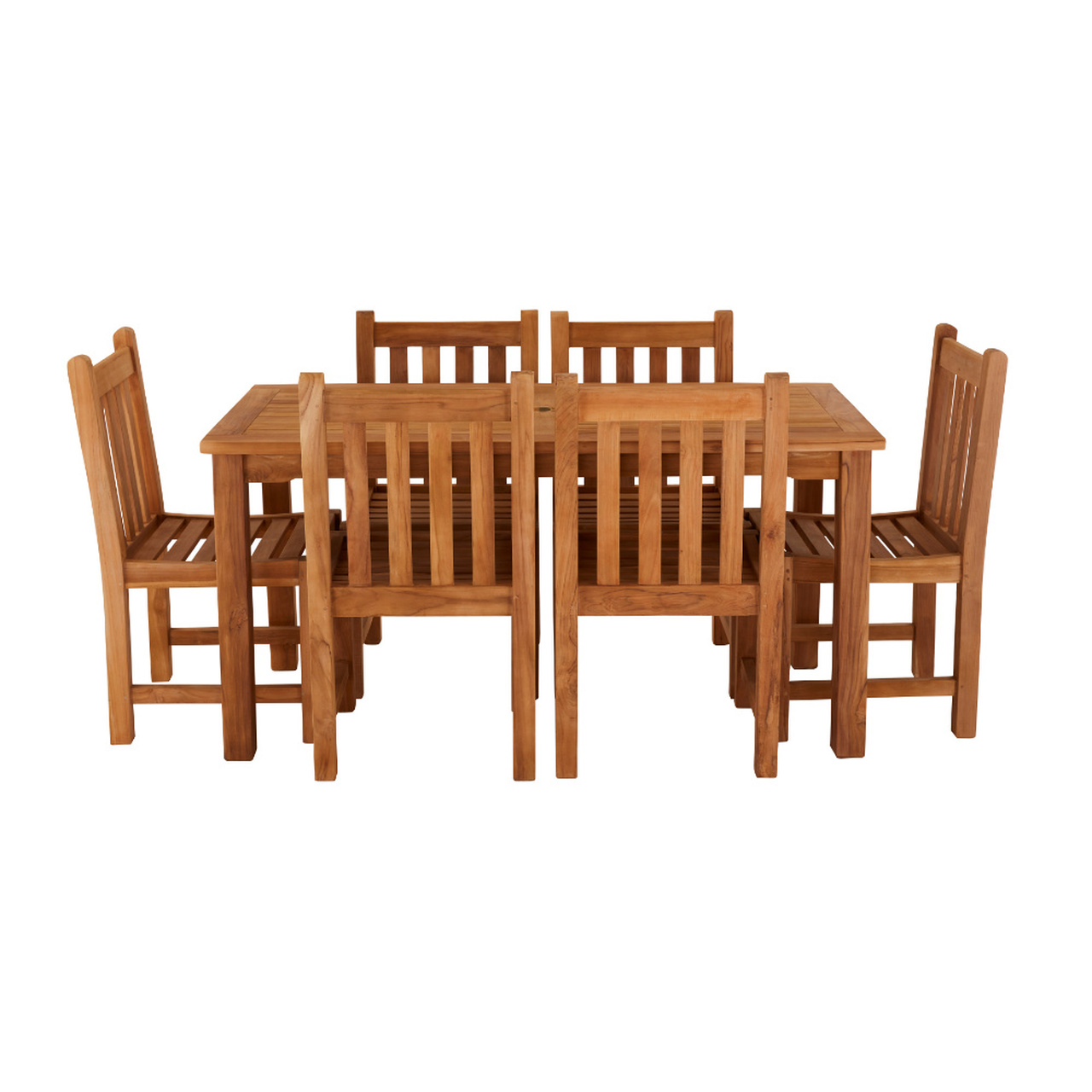 Product photograph of Marbrook 6 Seater Teak Table 150cm X 75cm With 6 Grisdale Side Chairs from Cotswold Teak