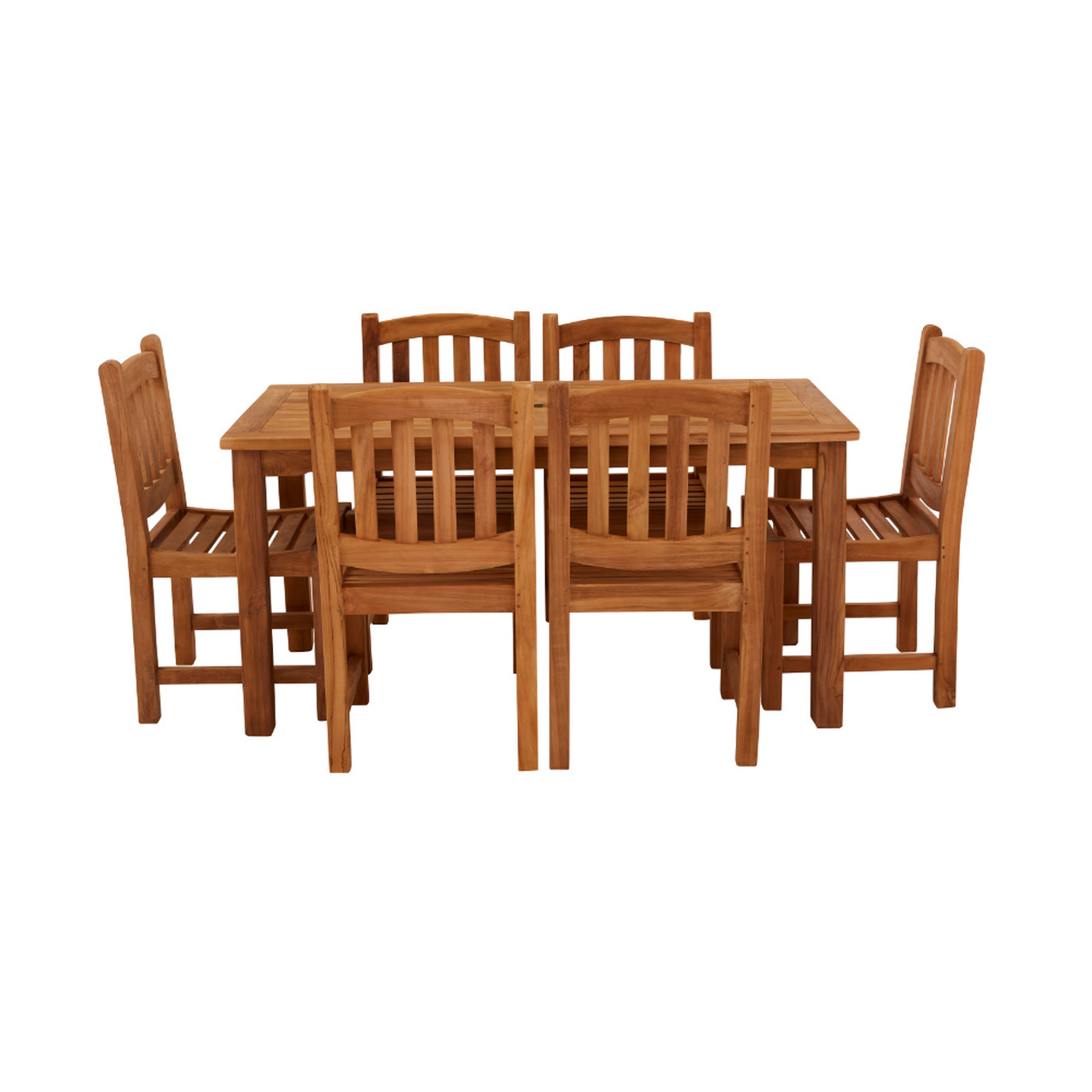 Product photograph of Marbrook 6 Seater Teak Table 150cm X 75cm With Malvern Side Chairs from Cotswold Teak
