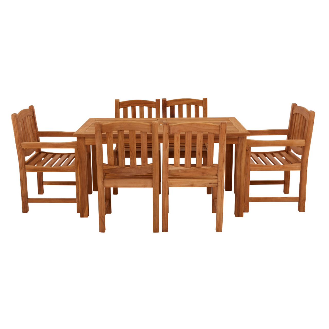Product photograph of Marbrook 6 Seater Teak Table 150cm X 90cm With Malvern Side Chairs And Malvern Carver Chairs from Cotswold Teak