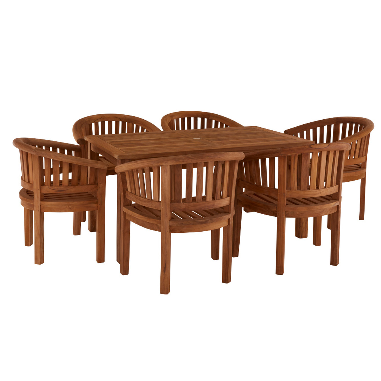 Product photograph of Marbrook 6 Seater Teak Table 150cm X 90cm With Crummock Chairs from Cotswold Teak