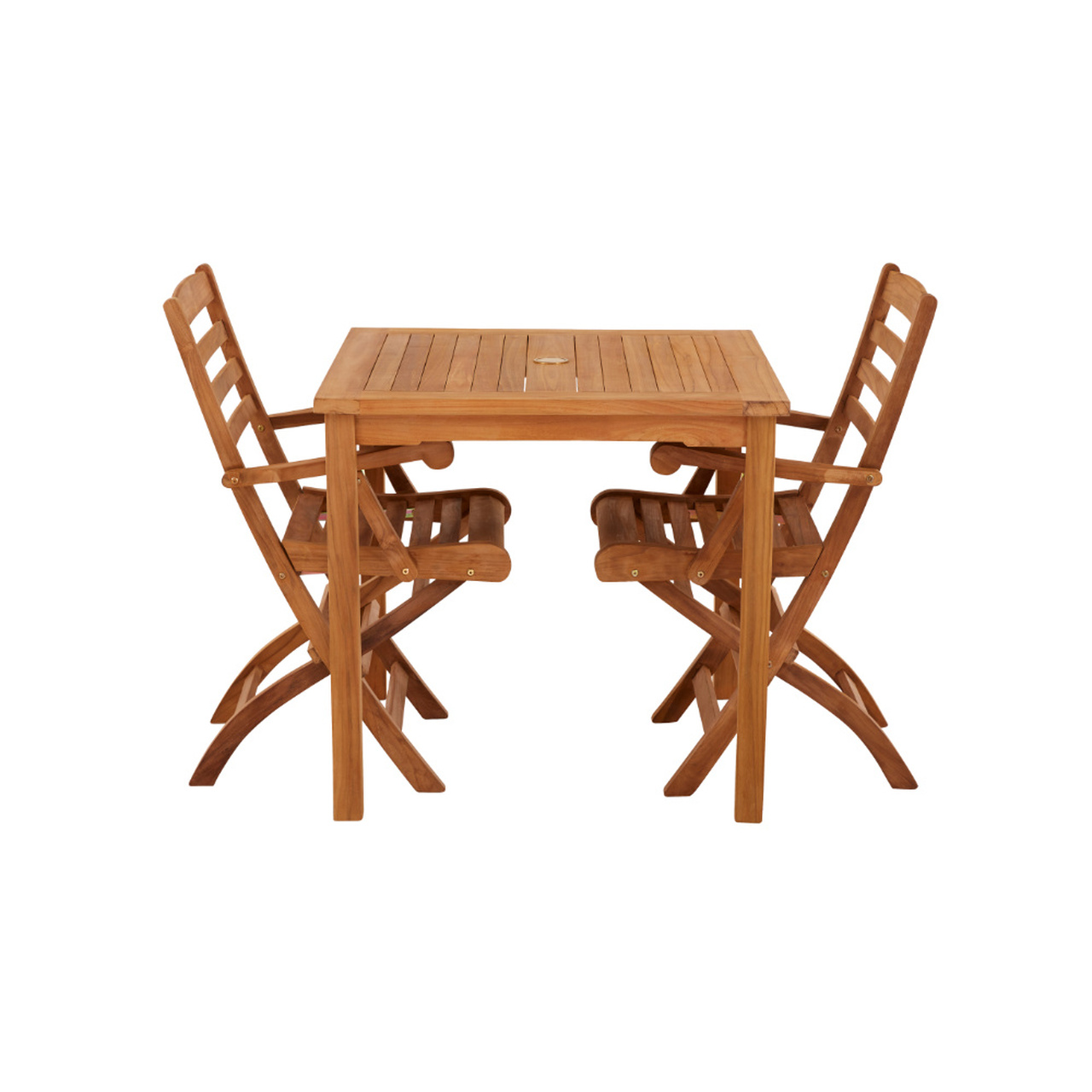 Product photograph of Marbrook 2 Seater Teak Table 80cm X 80cm With Wenlock Carver Chairs from Cotswold Teak