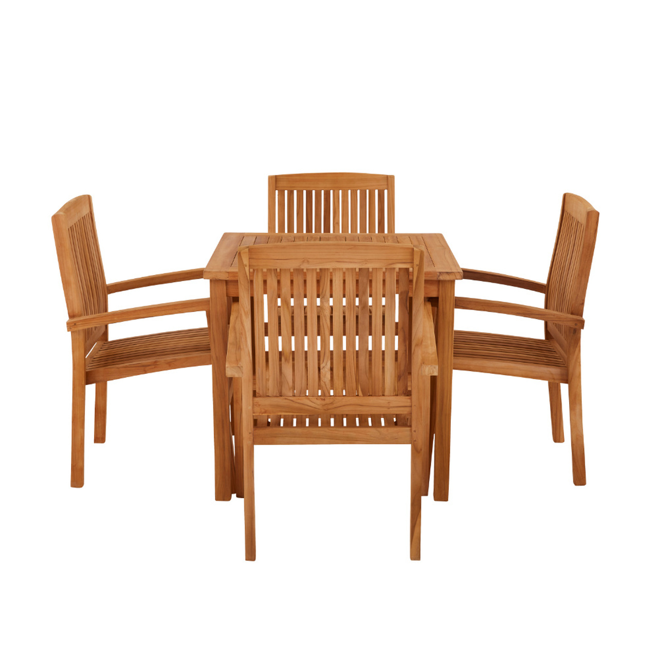 Product photograph of Marbrook 4 Seater Teak Table 80cm X 80cm With Henley Stacking Chairs from Cotswold Teak