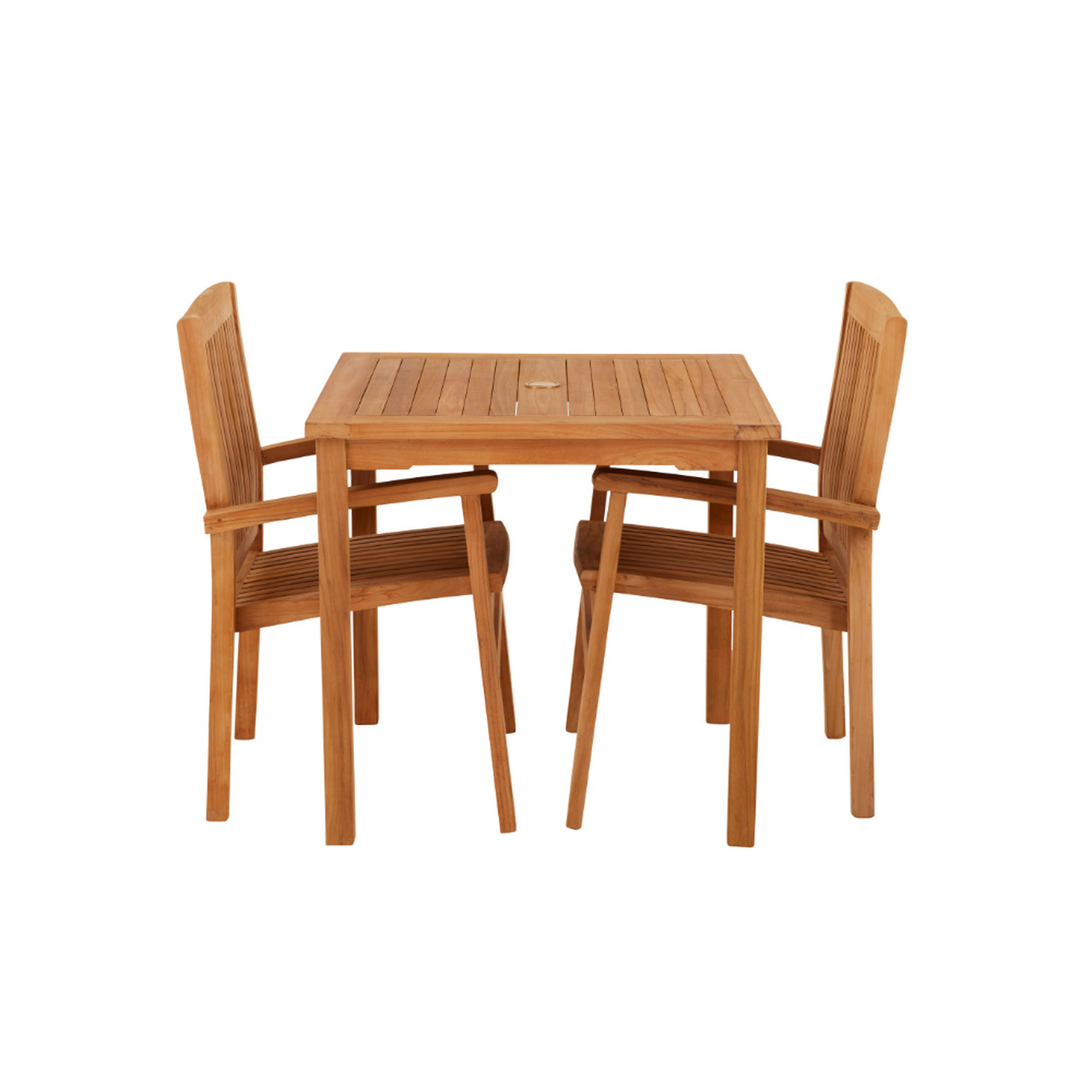 Product photograph of Marbrook 2 Seater Teak Table 80cm X 80cm With Henley Stacking Chairs from Cotswold Teak