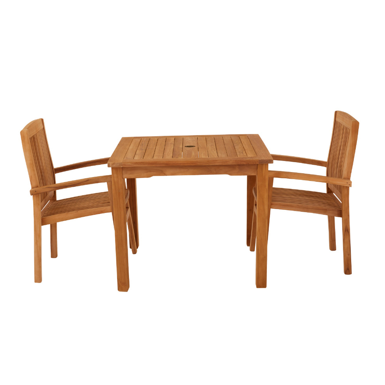 Product photograph of Marbrook 2 Seater Teak Table 90cm X 90cm With Henley Stacking Chairs from Cotswold Teak