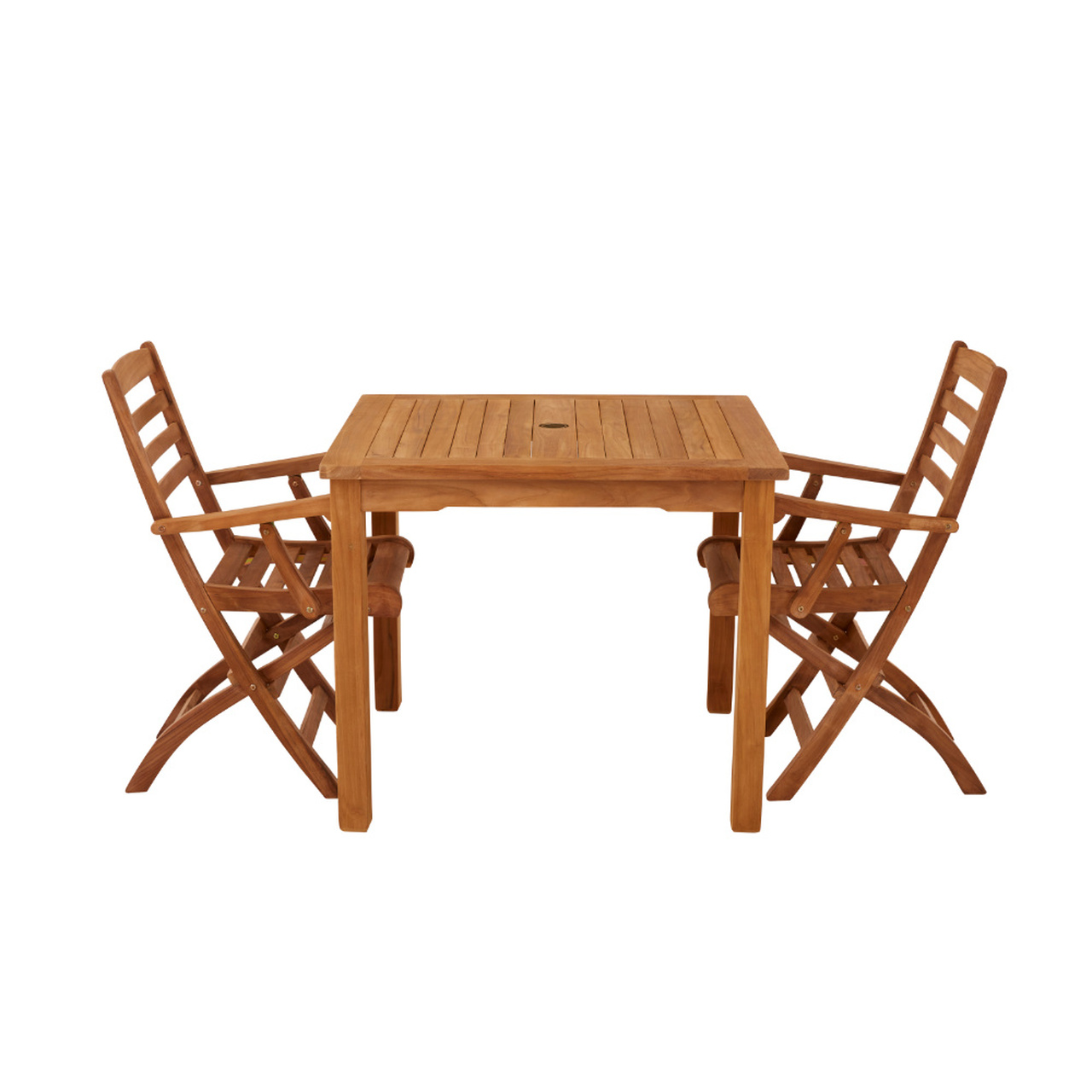 Product photograph of Marbrook 2 Seater Teak Table 90cm X 90cm With Wenlock Carver Chairs from Cotswold Teak