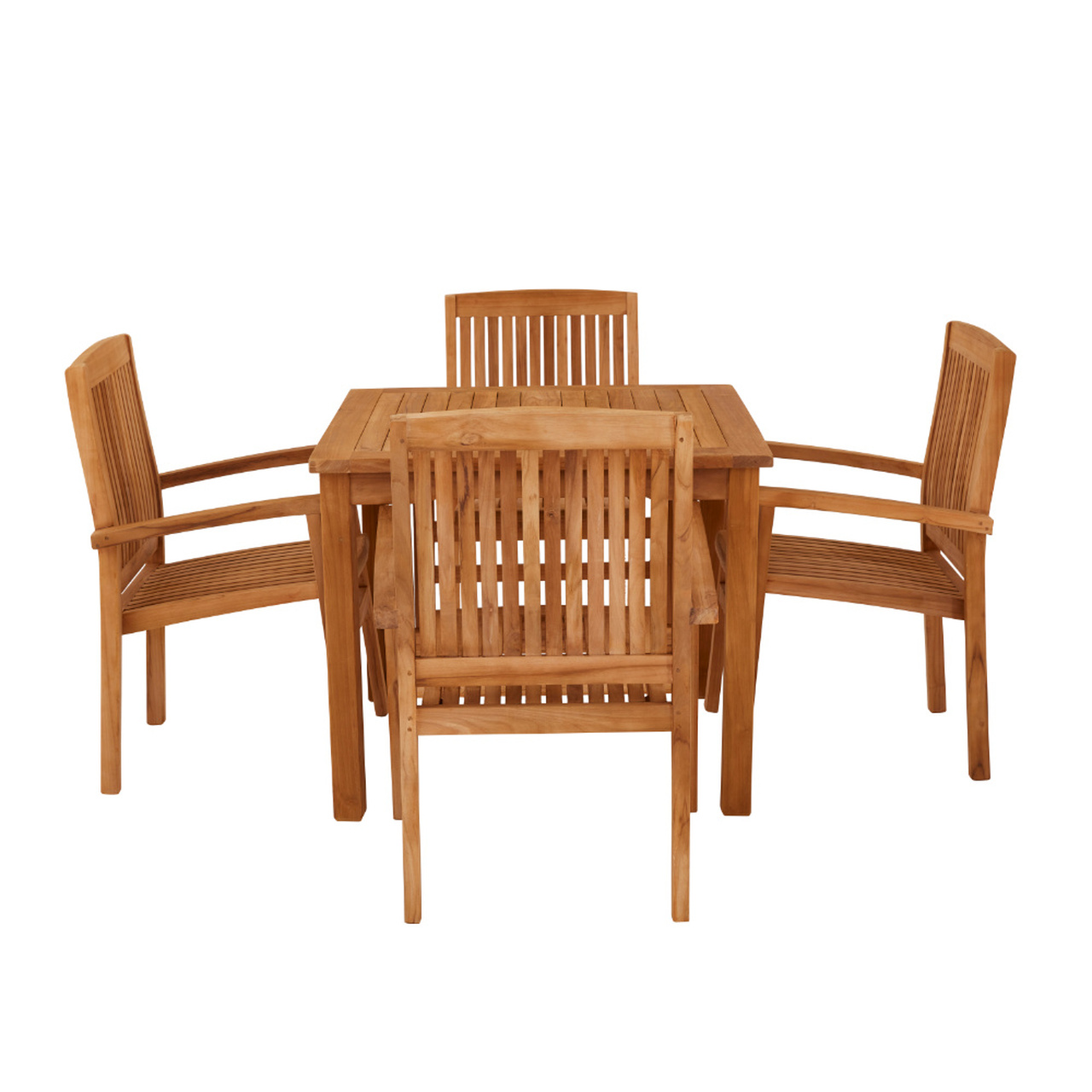 Product photograph of Marbrook 4 Seater Teak Table 90cm X 90cm With Henley Stacking Chairs from Cotswold Teak