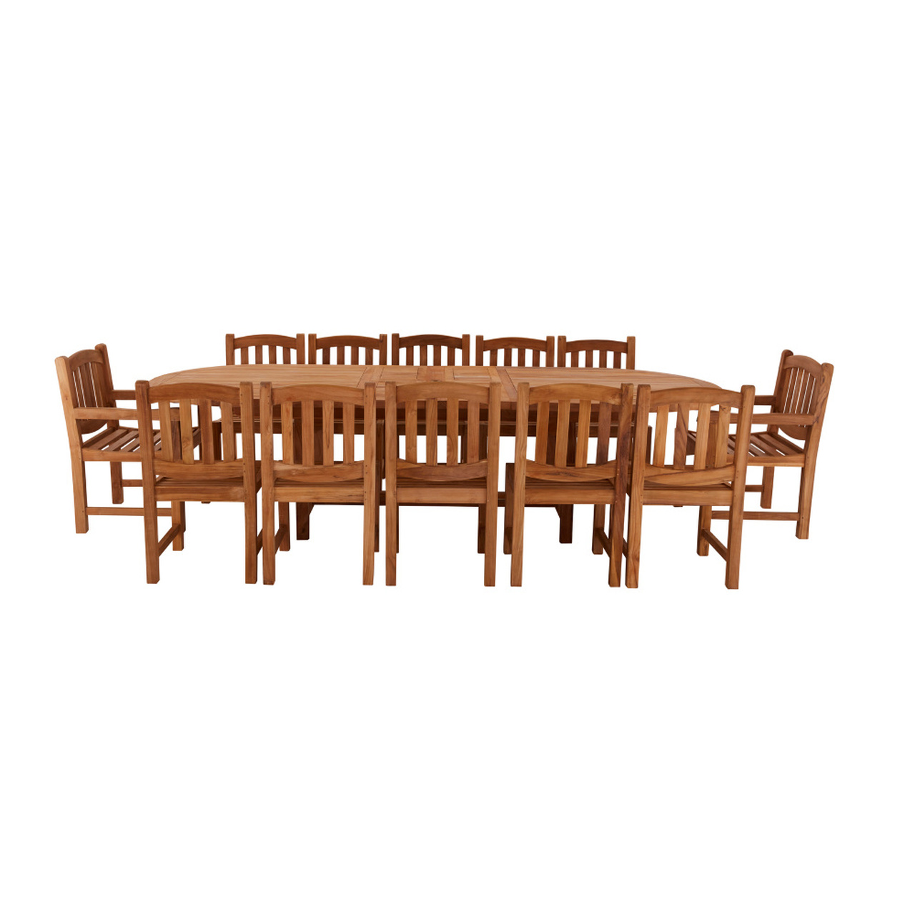 Product photograph of Avon 12 Seater Extending Oval Table 240cm With Malvern Side Chairs And Malvern Carver Chairs from Cotswold Teak