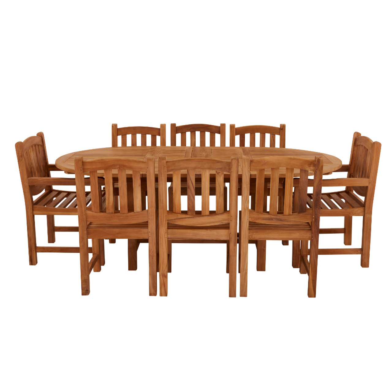 Product photograph of Avon 8 Seater Extending Oval Teak Table 150cm - With Malvern Side Chairs And Malvern Carver Chairs from Cotswold Teak