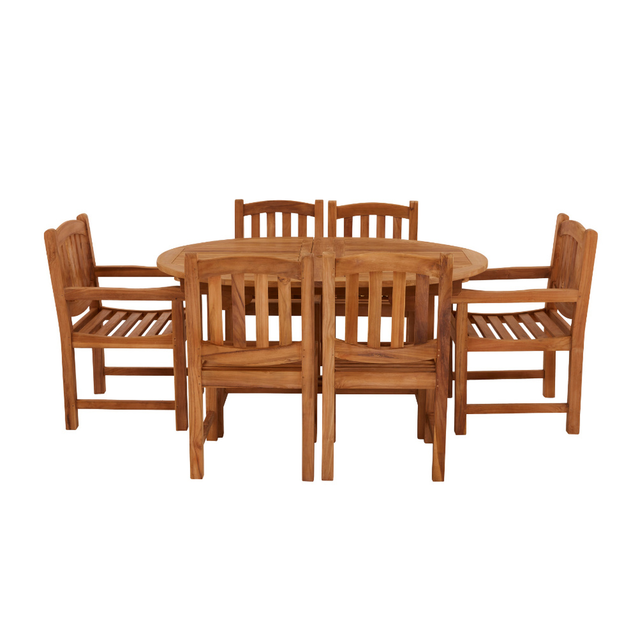 Product photograph of Avon 6 Seater Extending Oval Teak Table 150cm - With Malvern Side Chairs And Malvern Carver Chairs from Cotswold Teak