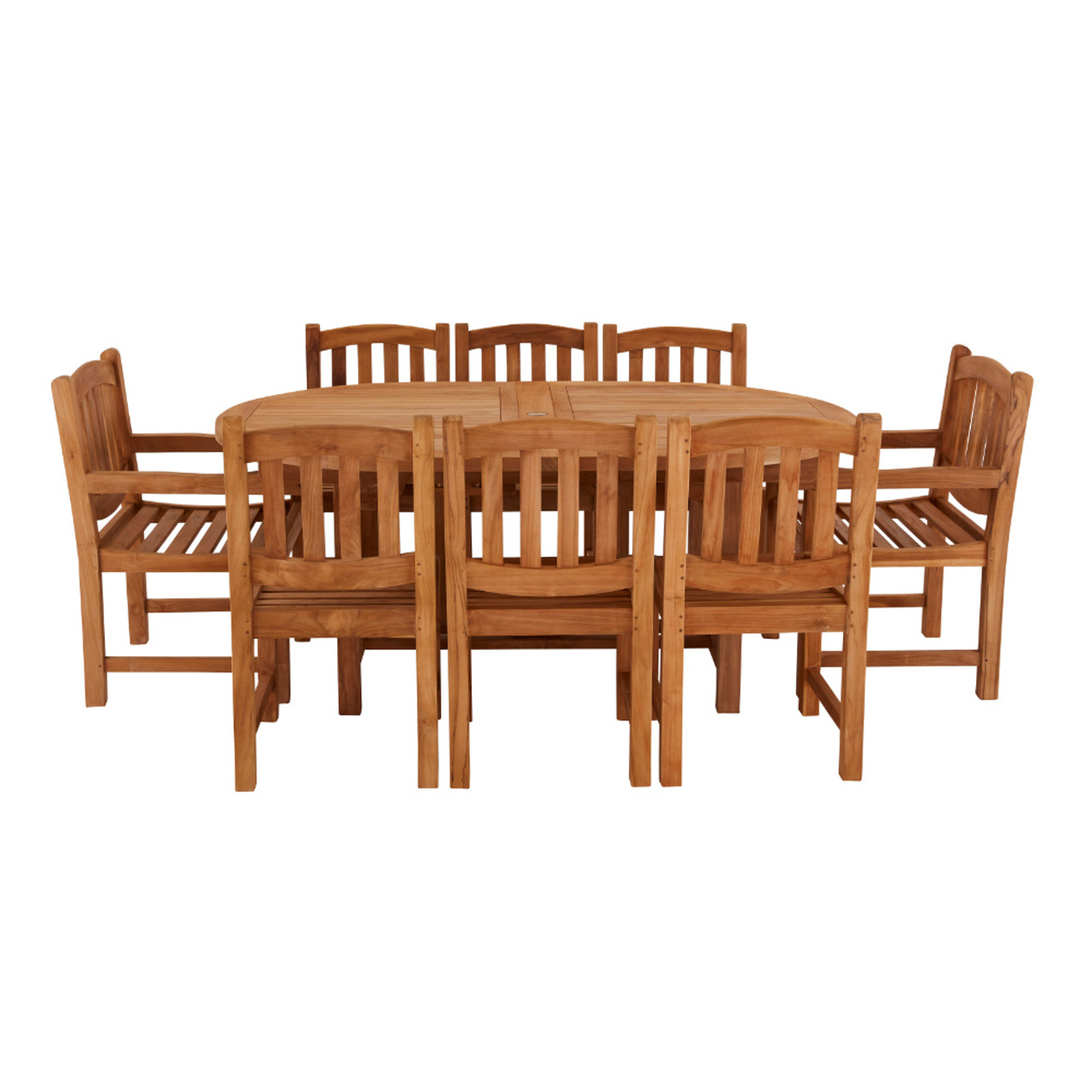 Product photograph of Avon 8 Seater Extending Oval Teak Table 180cm - With Malvern Side Chairs And Malvern Carver Chairs from Cotswold Teak