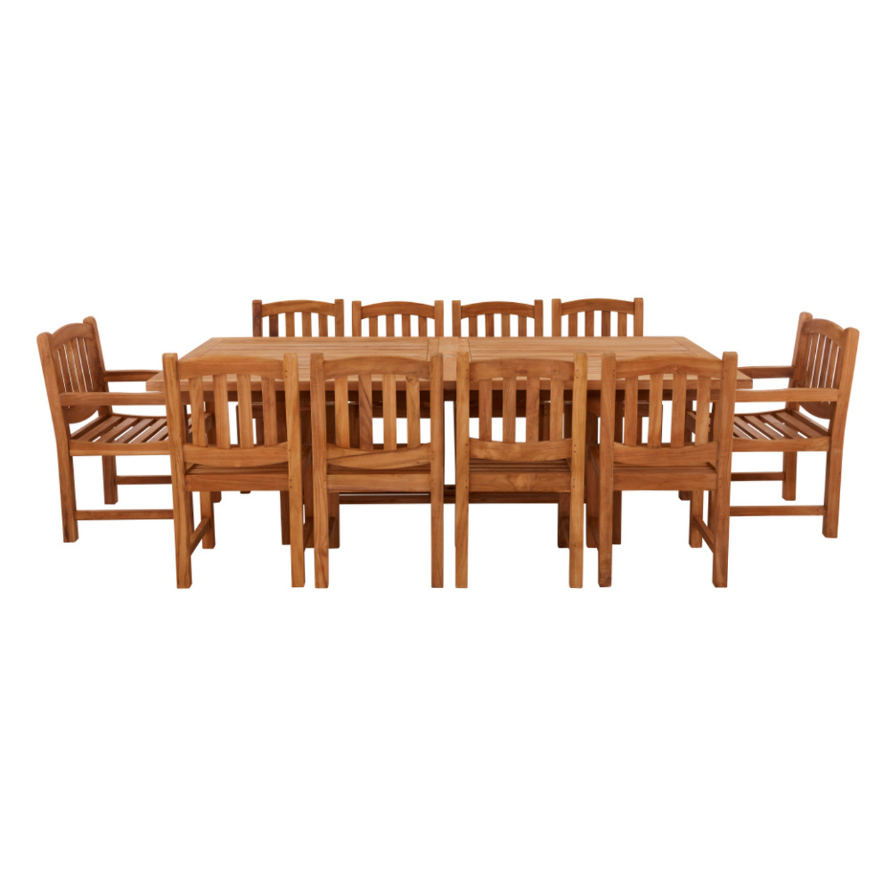 Product photograph of Arrow 10 Seater Extending Rectangular Teak Table 240cm With Malvern Side Chairs And Malvern Carver Chairs from Cotswold Teak