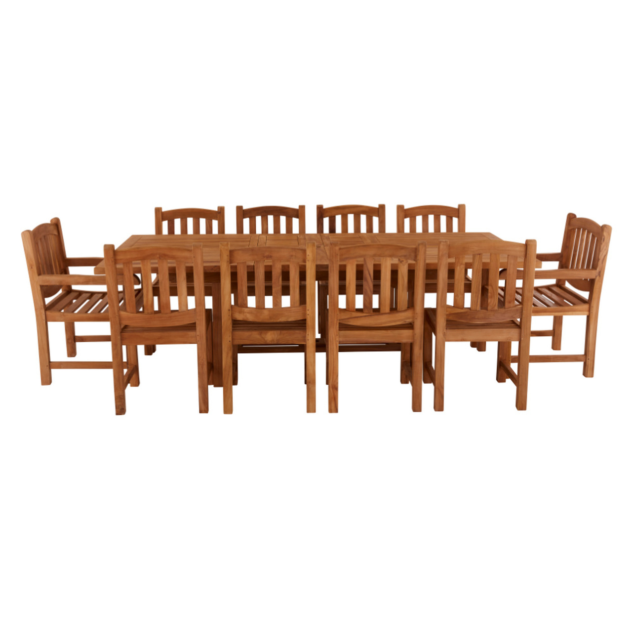 Product photograph of Arrow 10 Seater Extending Rectangular Teak Table 180cm With Malvern Side Chairs And Malvern Carver Chairs from Cotswold Teak