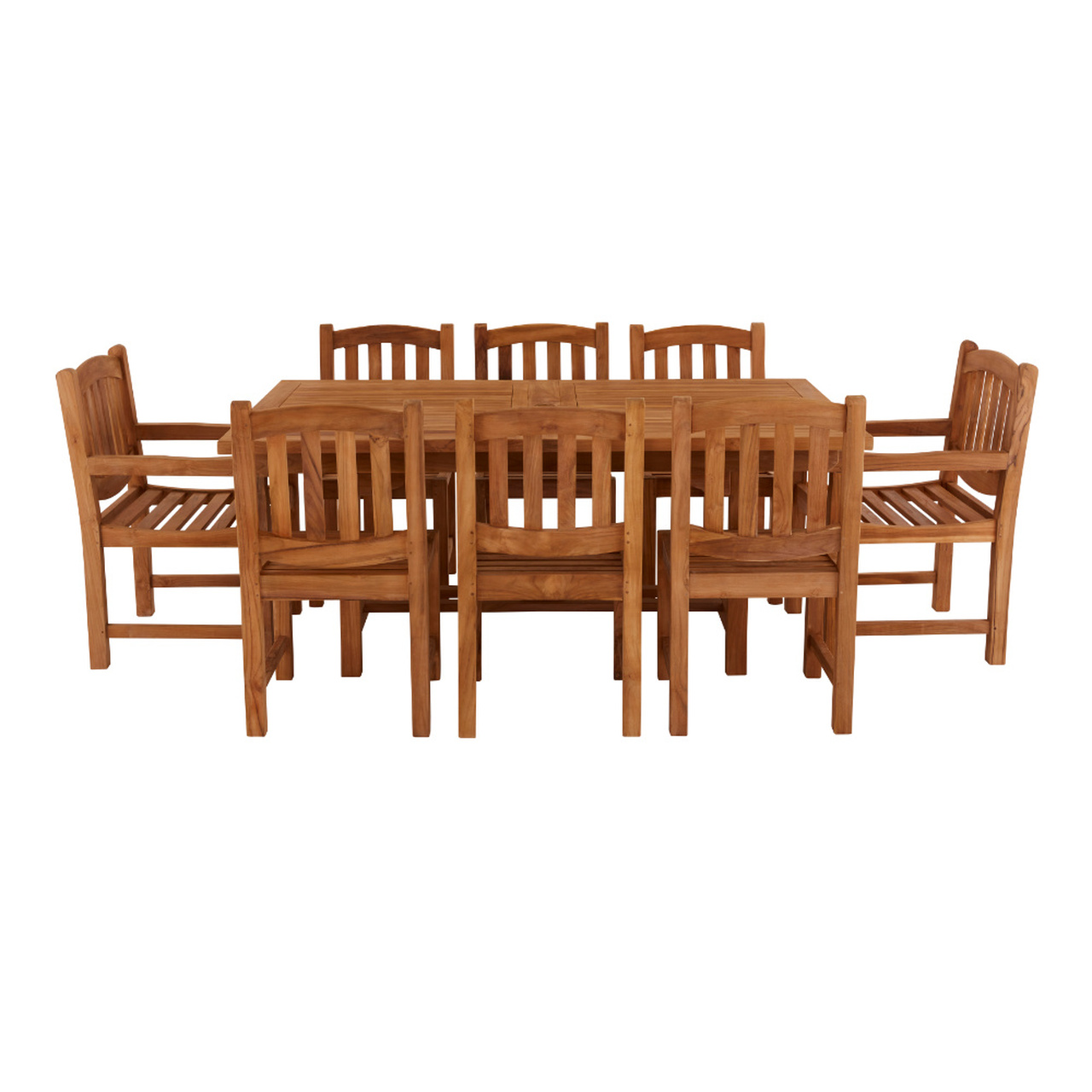 Product photograph of Arrow 8 Seater Extending Rectangular Teak Table 180cm With Malvern Side Chairs And Malvern Carver Chairs from Cotswold Teak