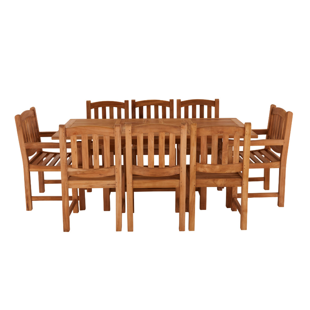 Product photograph of Arrow 8 Seater Extending Rectangular Teak Table 130cm With Malvern Side Chairs And Malvern Carver Chairs from Cotswold Teak