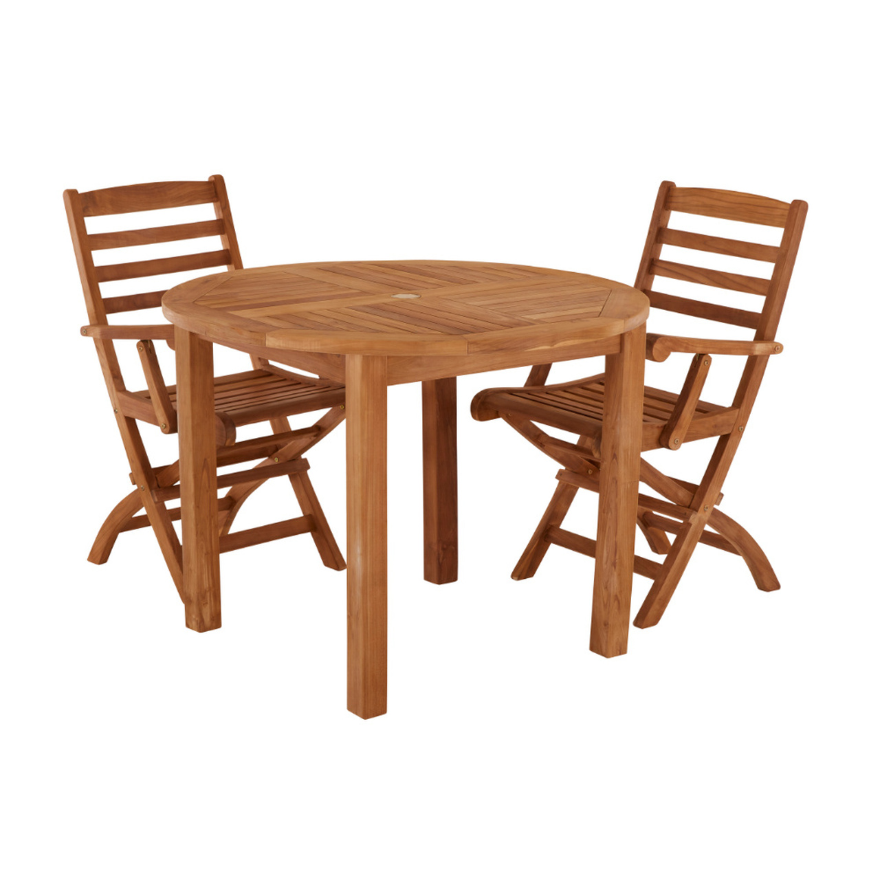 Product photograph of Churn 2 Seater Teak Table 100cm With Wenlock Carver Chairs from Cotswold Teak