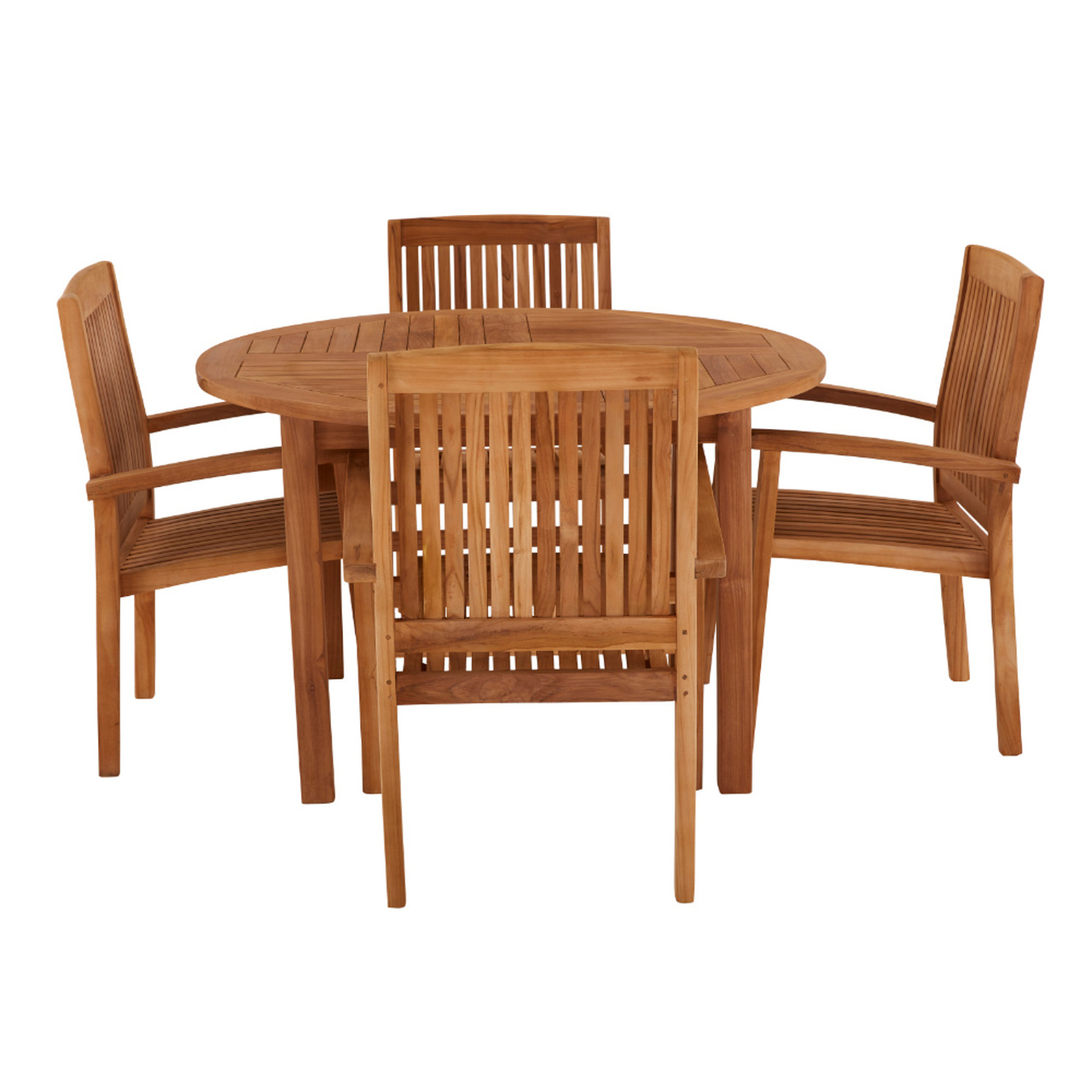 Product photograph of Churn 4 Seater Teak Table 120cm With Henley Stacking Chairs from Cotswold Teak