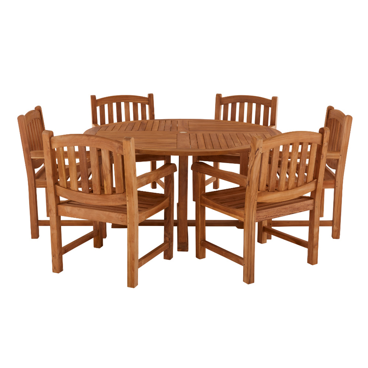 Product photograph of Broadway 6 Seater Teak Table 150cm With Malvern Carver Chairs from Cotswold Teak