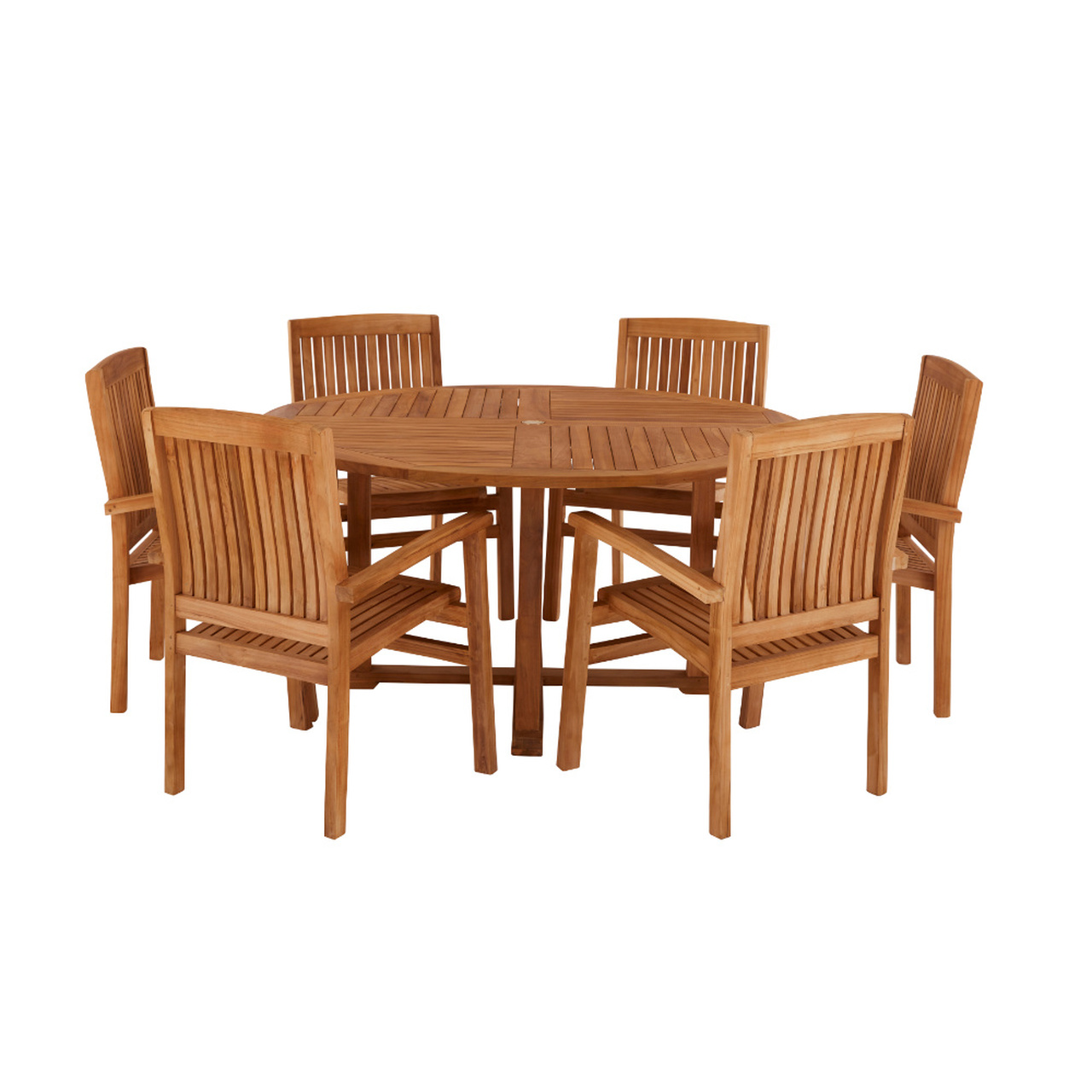 Product photograph of Broadway 6 Seater Teak Table 150cm With Henley Stacking Chairs from Cotswold Teak