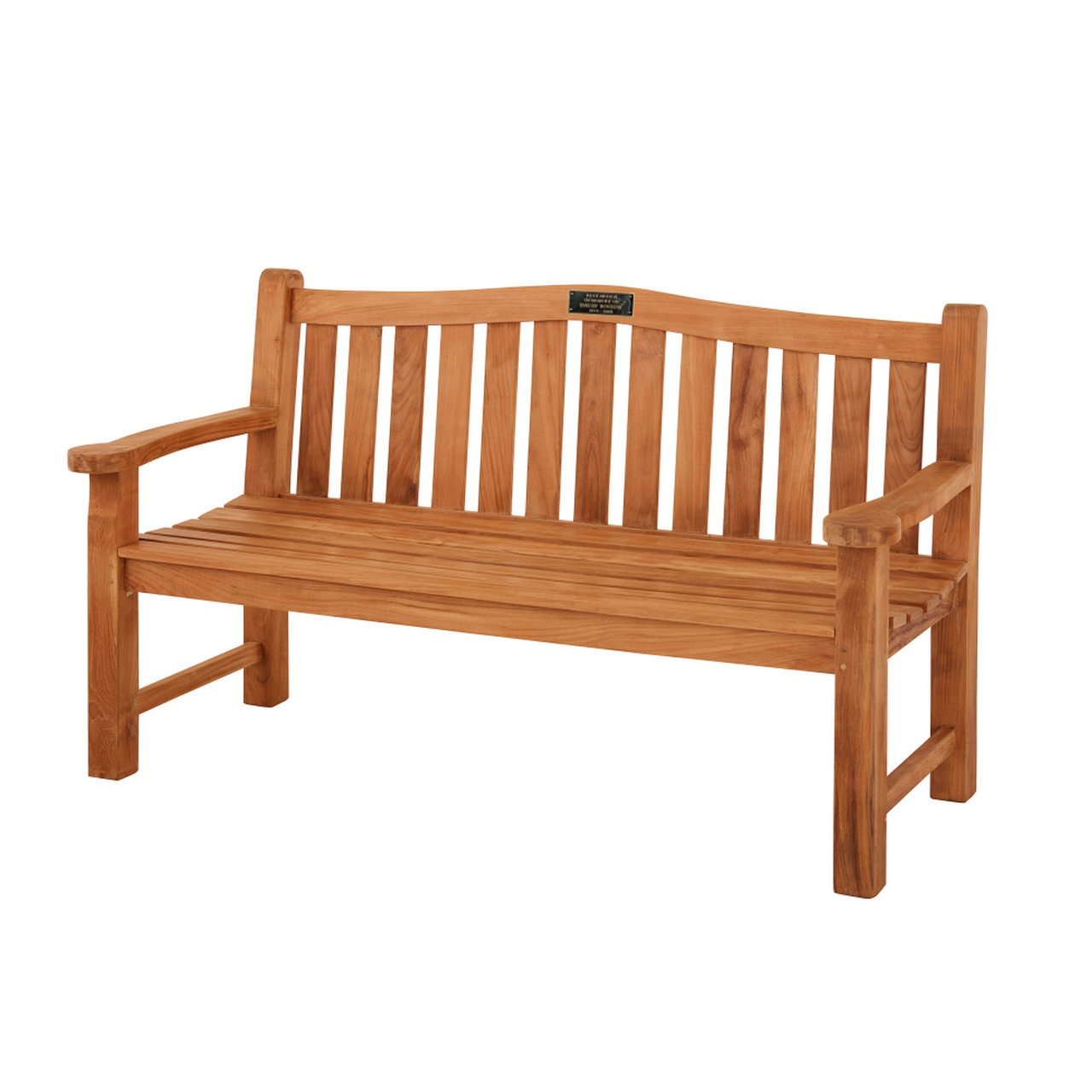 Product photograph of Warwick 3 Seater Teak Memorial Bench - 150cm Includes Personalised Bronze Plaque from Cotswold Teak