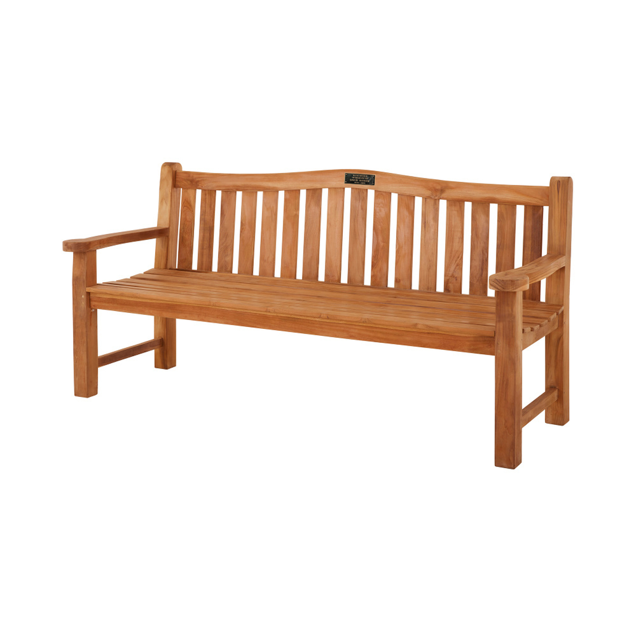 Product photograph of Warwick 4 Seater Teak Memorial Bench - 180cm Includes Personalised Bronze Plaque from Cotswold Teak