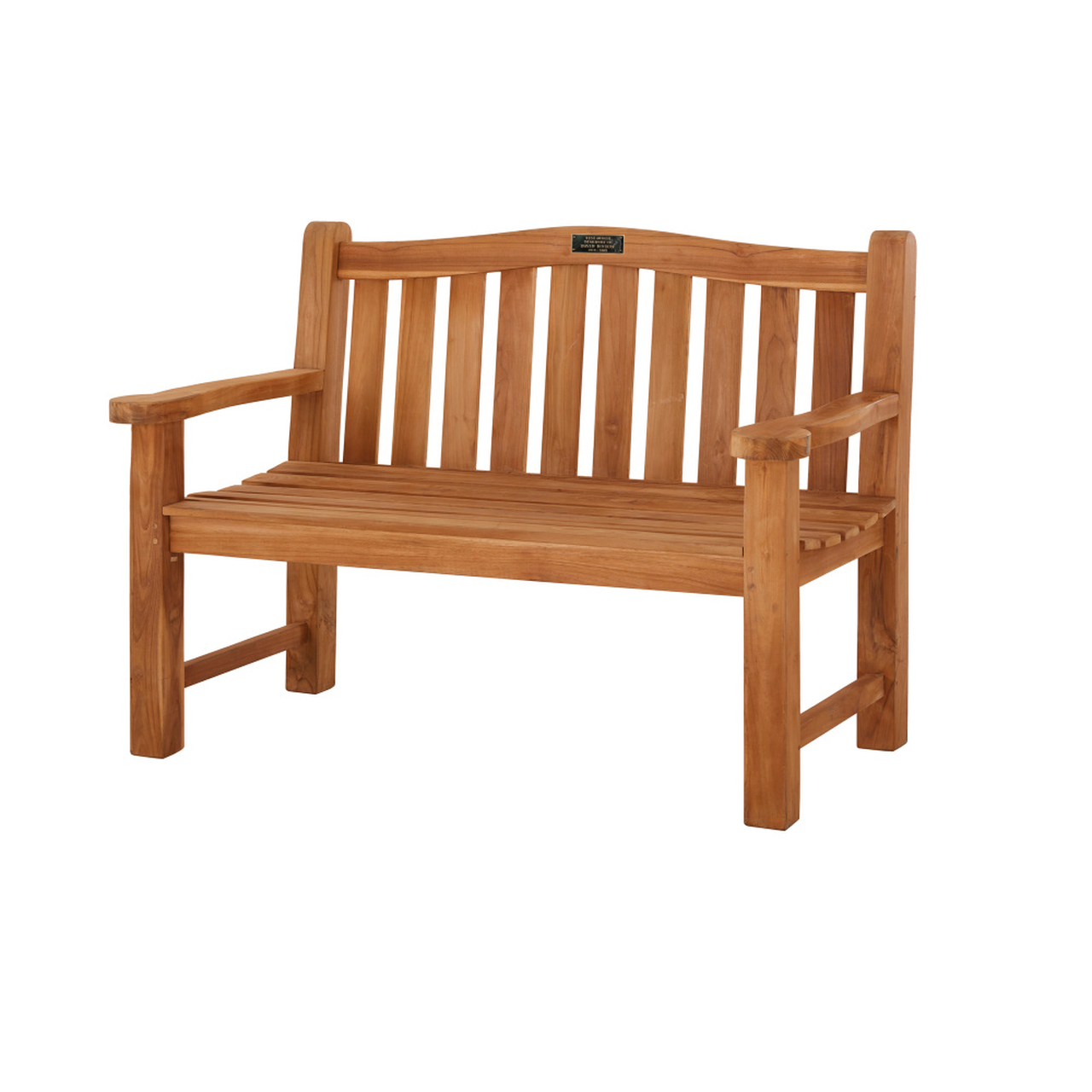 Product photograph of Wasdale 2 Seater Teak Memorial Bench - 120cm Includes Personalised Bronze Plaque from Cotswold Teak