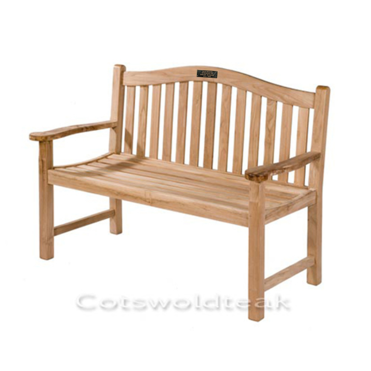 Product photograph of Wasdale 3 Seater Teak Memorial Bench - 150cm Includes Personalised Bronze Plaque from Cotswold Teak