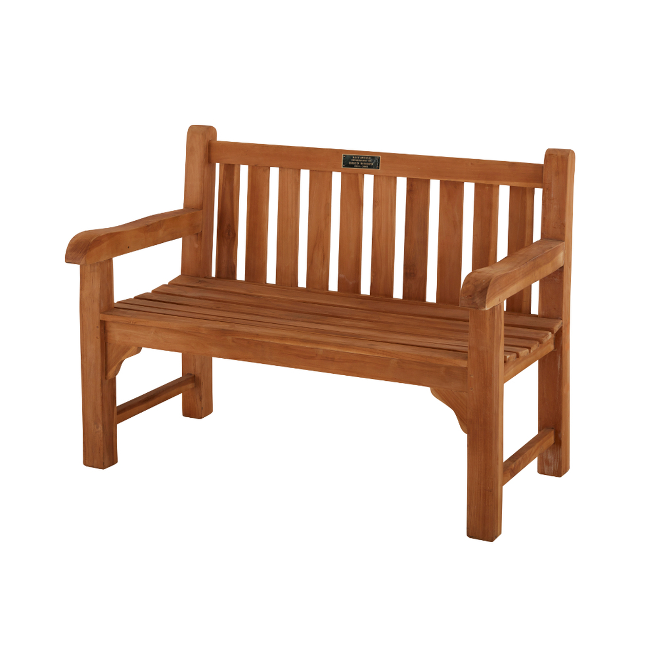 Product photograph of Windsor 2 Seater Teak Memorial Bench - 120cm Includes Personalised Bronze Plaque from Cotswold Teak