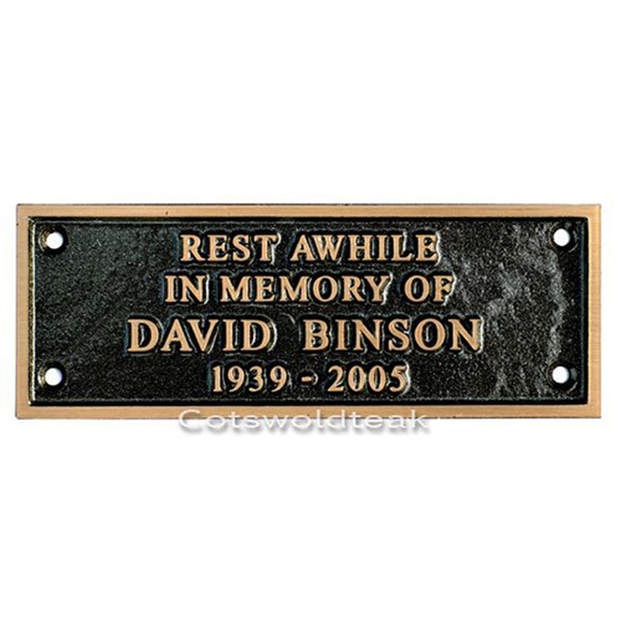 Product photograph of Bronze Personalised Memorial Plaque from Cotswold Teak