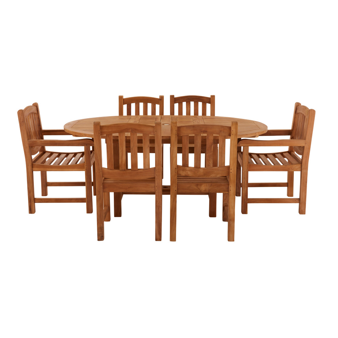 Product photograph of Avon 6 Seater Extending Oval Teak Table 130cm - With Malvern Side Chairs And Malvern Carver Chairs from Cotswold Teak