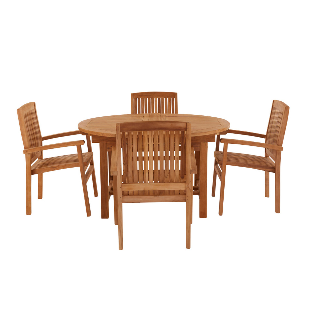 Product photograph of Avon 4 Seater Extending Oval Teak Table 130cm - With Henley Stacking Chairs from Cotswold Teak