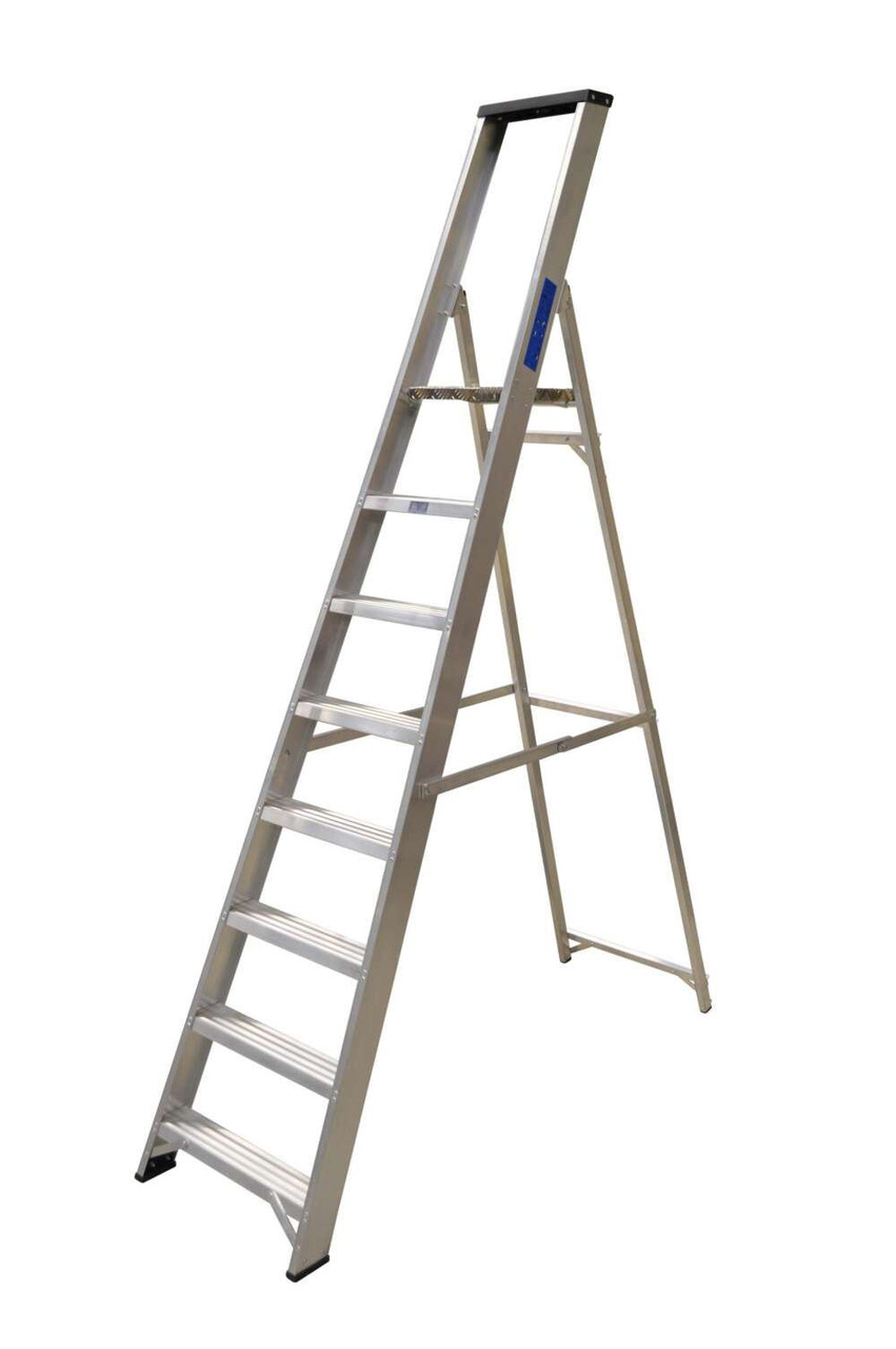 Industrial Aluminium Platform Step With Tool Tray 8 Tread